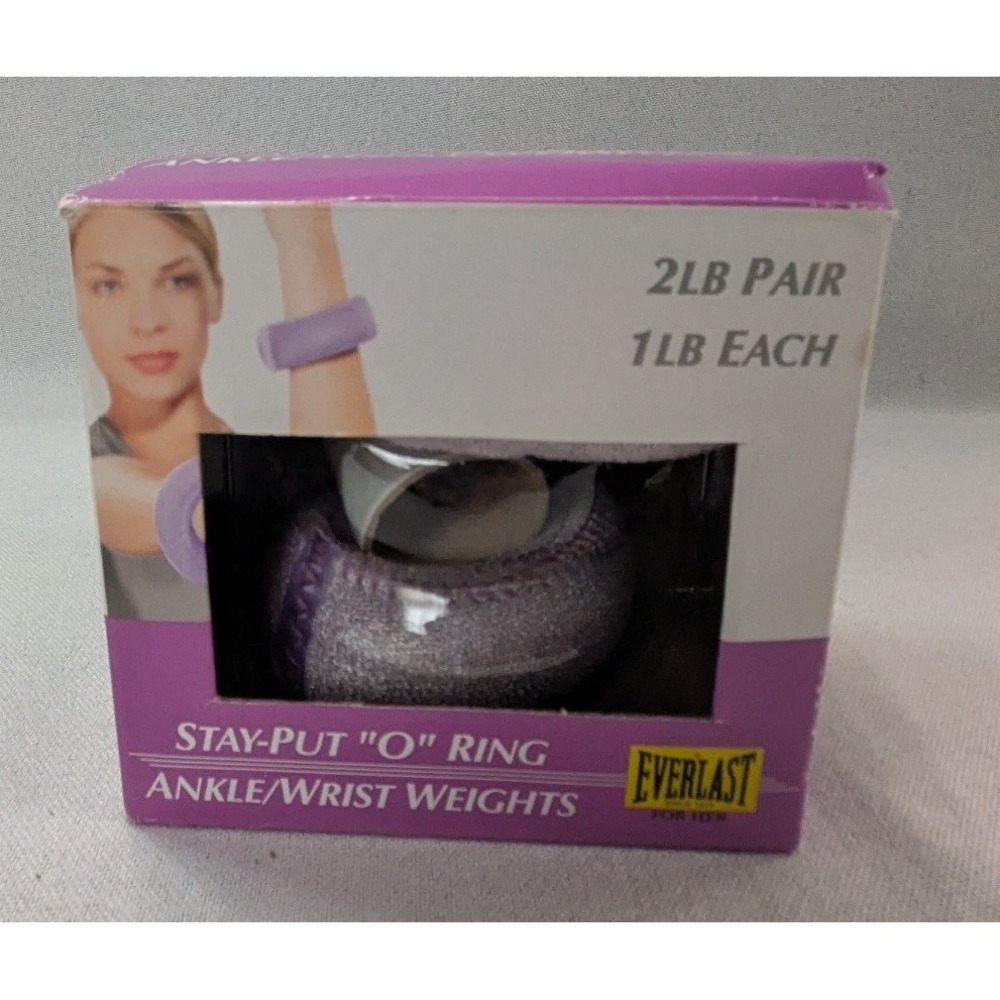 Everlast Ankle Wrist Weights Women One Size Purple New Stay-Put O Ring 2lb Pair
